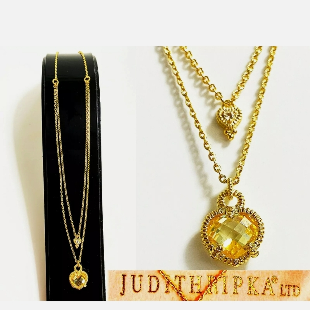 Judith Ripka 14K Gold Plated Canary Crystal Heart